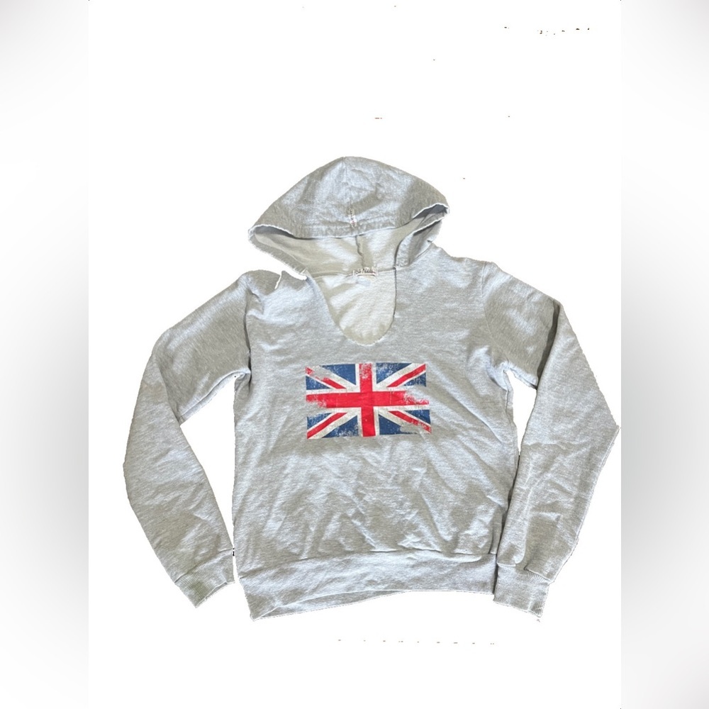 So Nikki girls XL (16) British flag hoodie - light grey cotton
